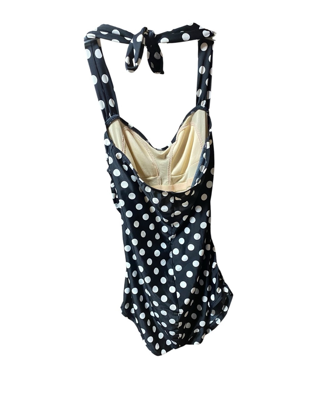 Vintage 50's Retro Black White Polka Dot retro pin up Bathing Suit One Piece - Picture 7 of 12